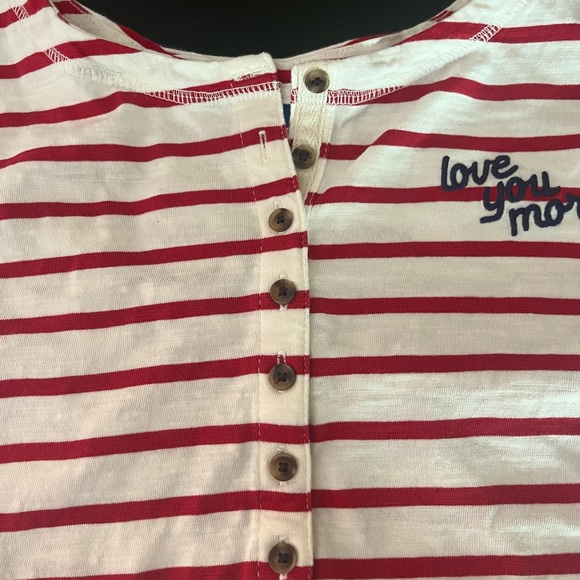 Old Navy Red White Stripe Loose Mariner Long-Sleeve Henley T-Shirt Sz M - Picture 9 of 13